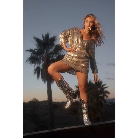 New Free People Jen's Pirate Booty Checkered Boombox Mini Dress Size XS/S